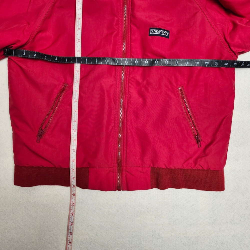 Vintage 90s Lands End Squall Bomber Jacket Womens Medium Red Polartec Fleece USA - Picture 7 of 8